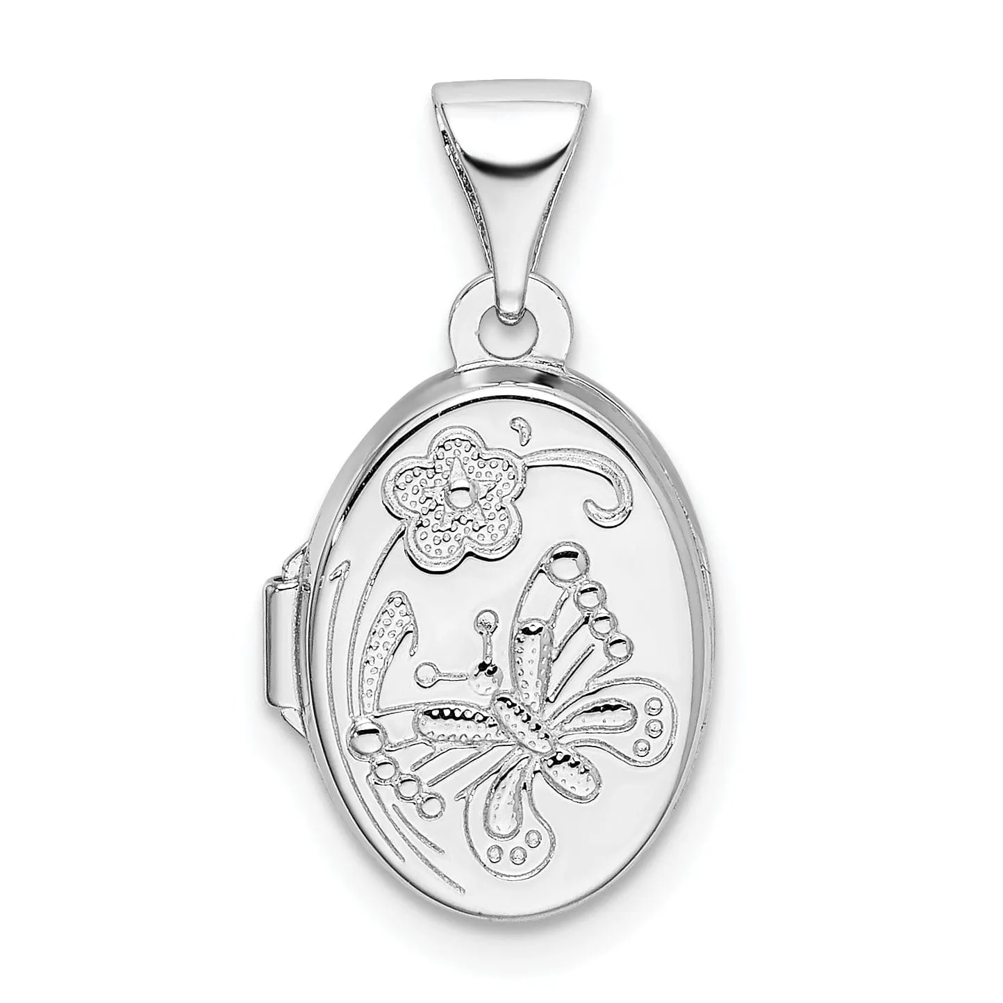 Sterling Silver Butterfly Oval Locket