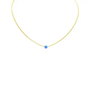Sterling Silver Gold Plated Blue Opal Pendant Necklace