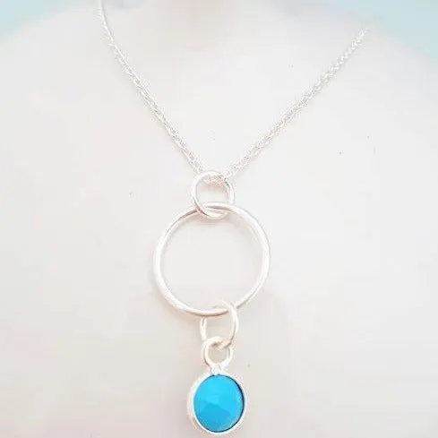 Sterling Silver Hoop & Turquoise Gemstone Necklace