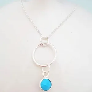 Sterling Silver Hoop & Turquoise Gemstone Necklace