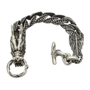Sterling Silver Mens Red Eyes Dragon Bracelet