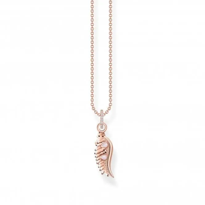 Sterling Silver Rose Gold Plated Pink Stones Phoenix Wing Necklace KE2168-323-9-L45V