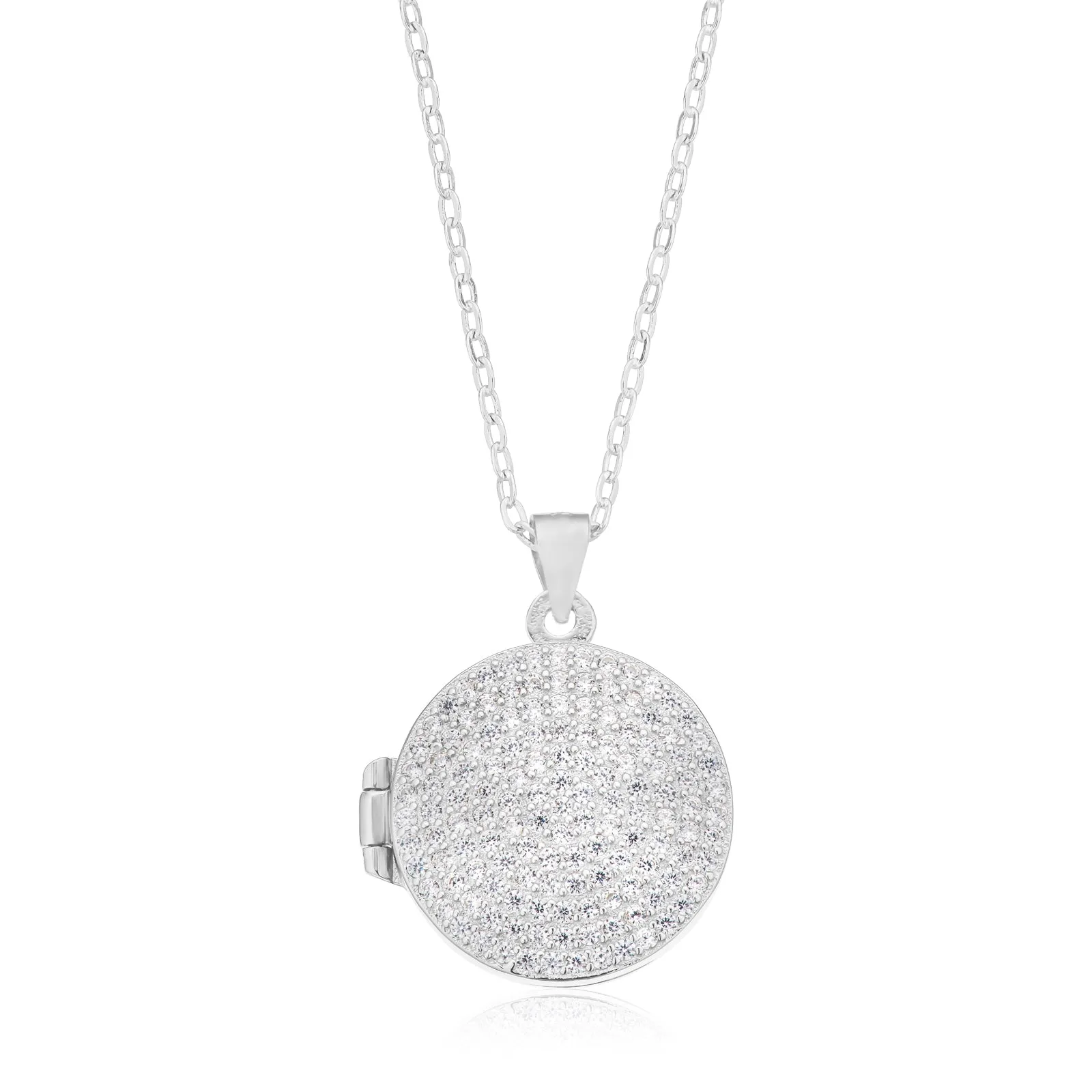 Sterling Silver with White Cubic Zirconia Locket