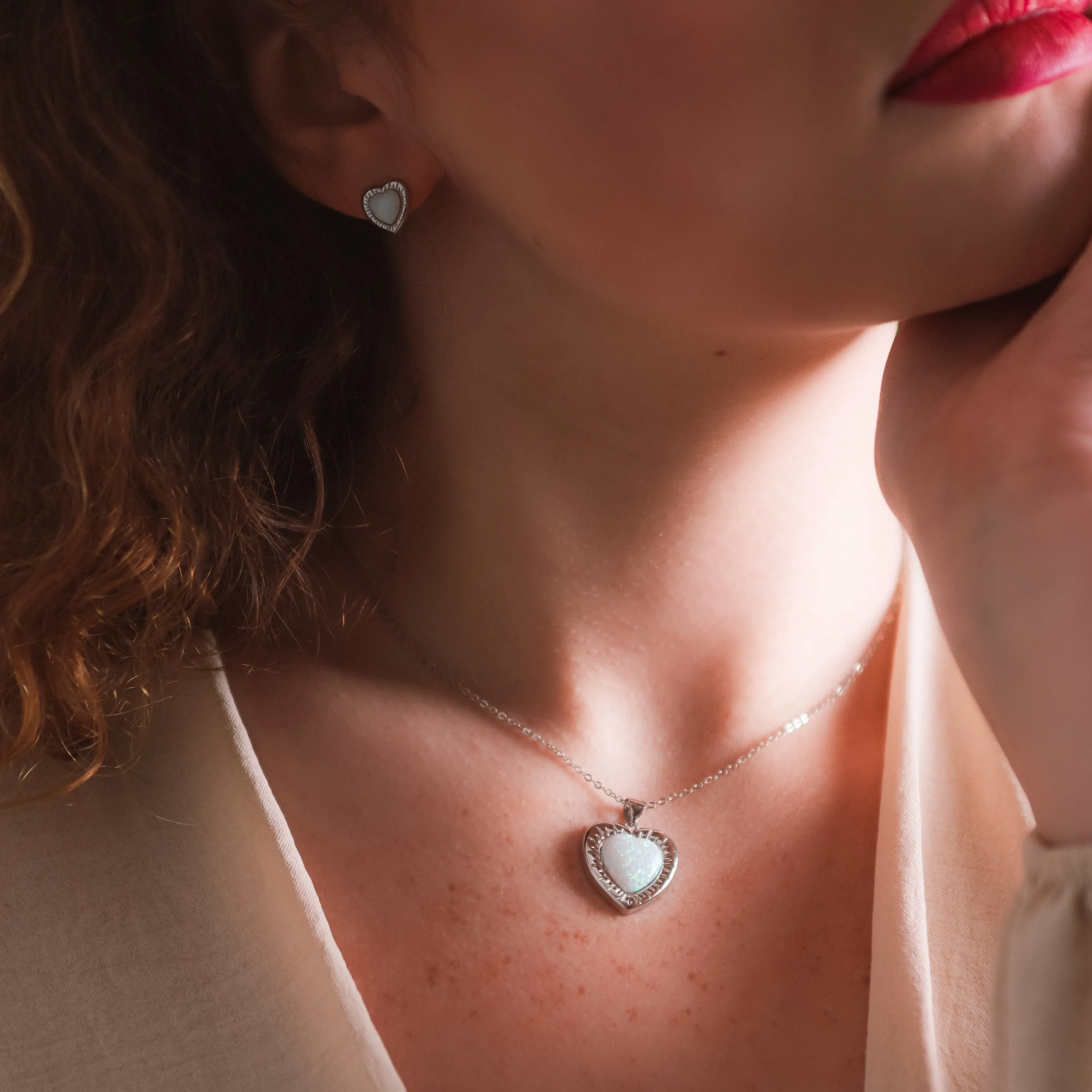 Suki Opal Heart Studs | 925 Sterling Silver