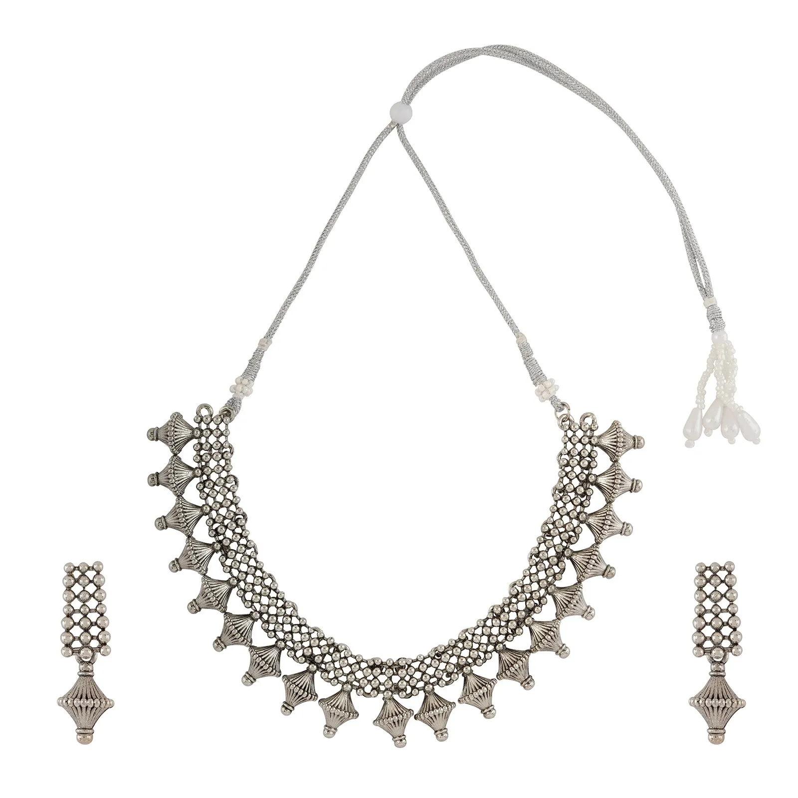 Teejh Bhonsle Silver Oxidised Necklace Set