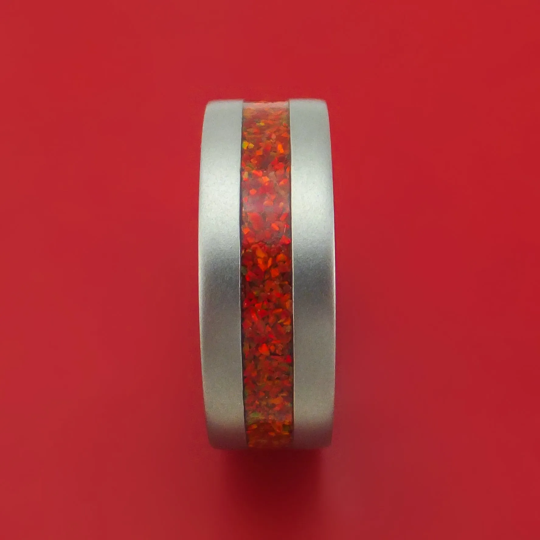 Titanium and Opal Ring Choose Your Color Custom Made