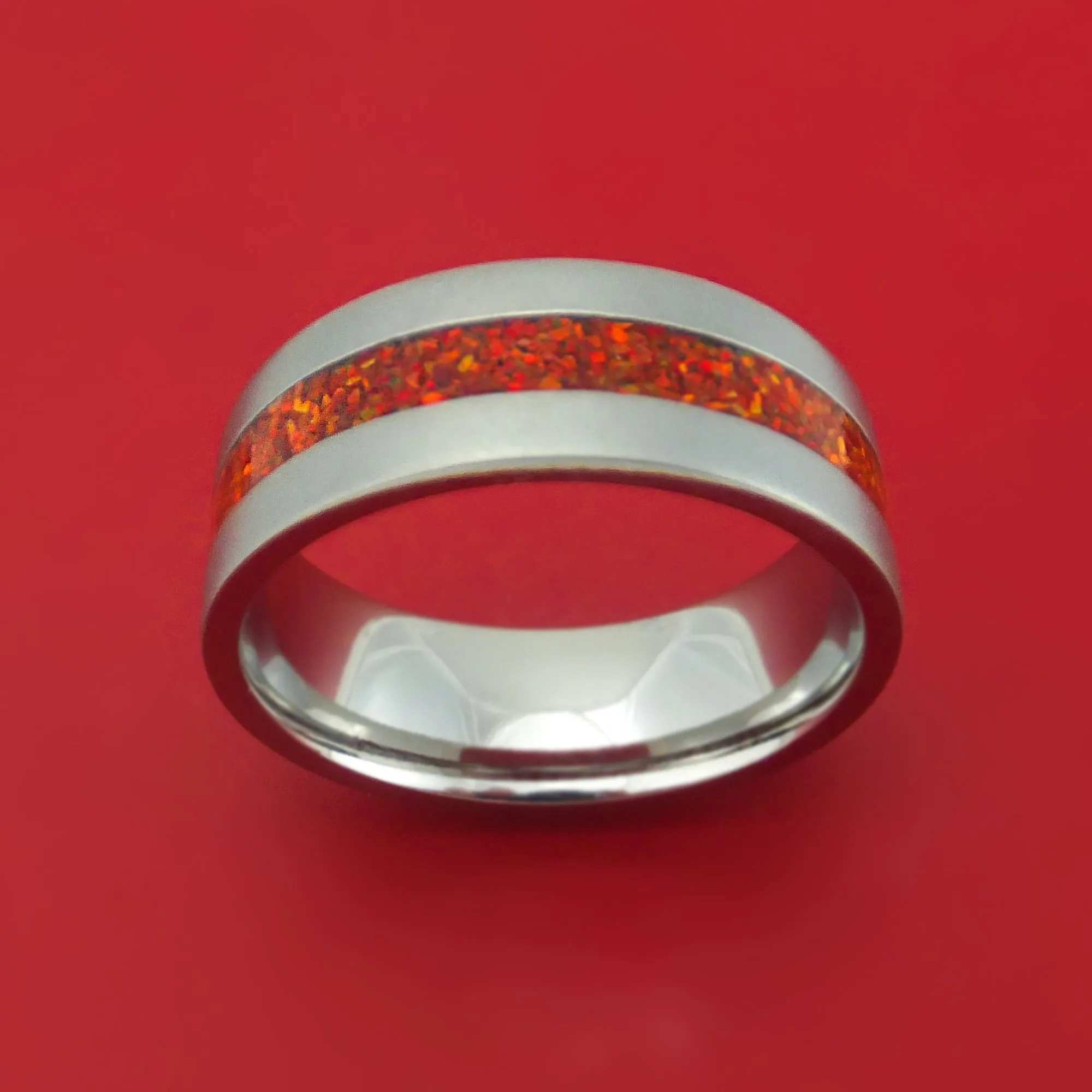 Titanium and Opal Ring Choose Your Color Custom Made