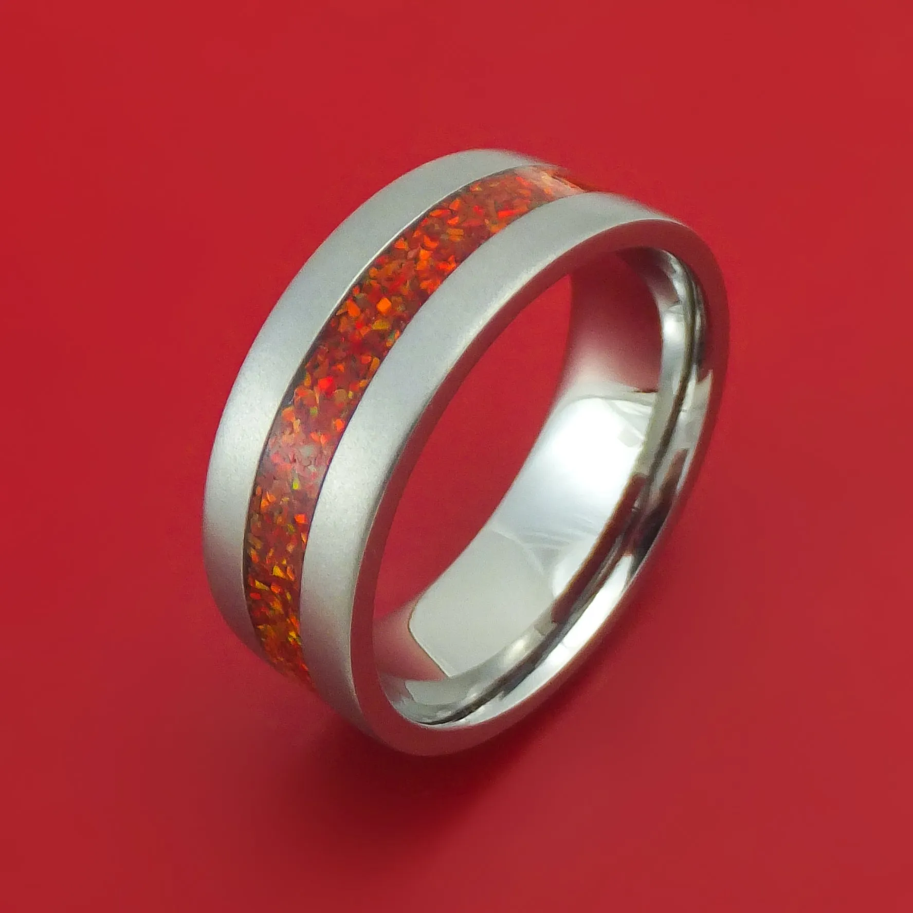 Titanium and Opal Ring Choose Your Color Custom Made
