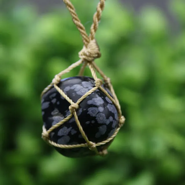 Tumbled Stone Macrame Necklace
