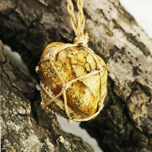 Tumbled Stone Macrame Necklace