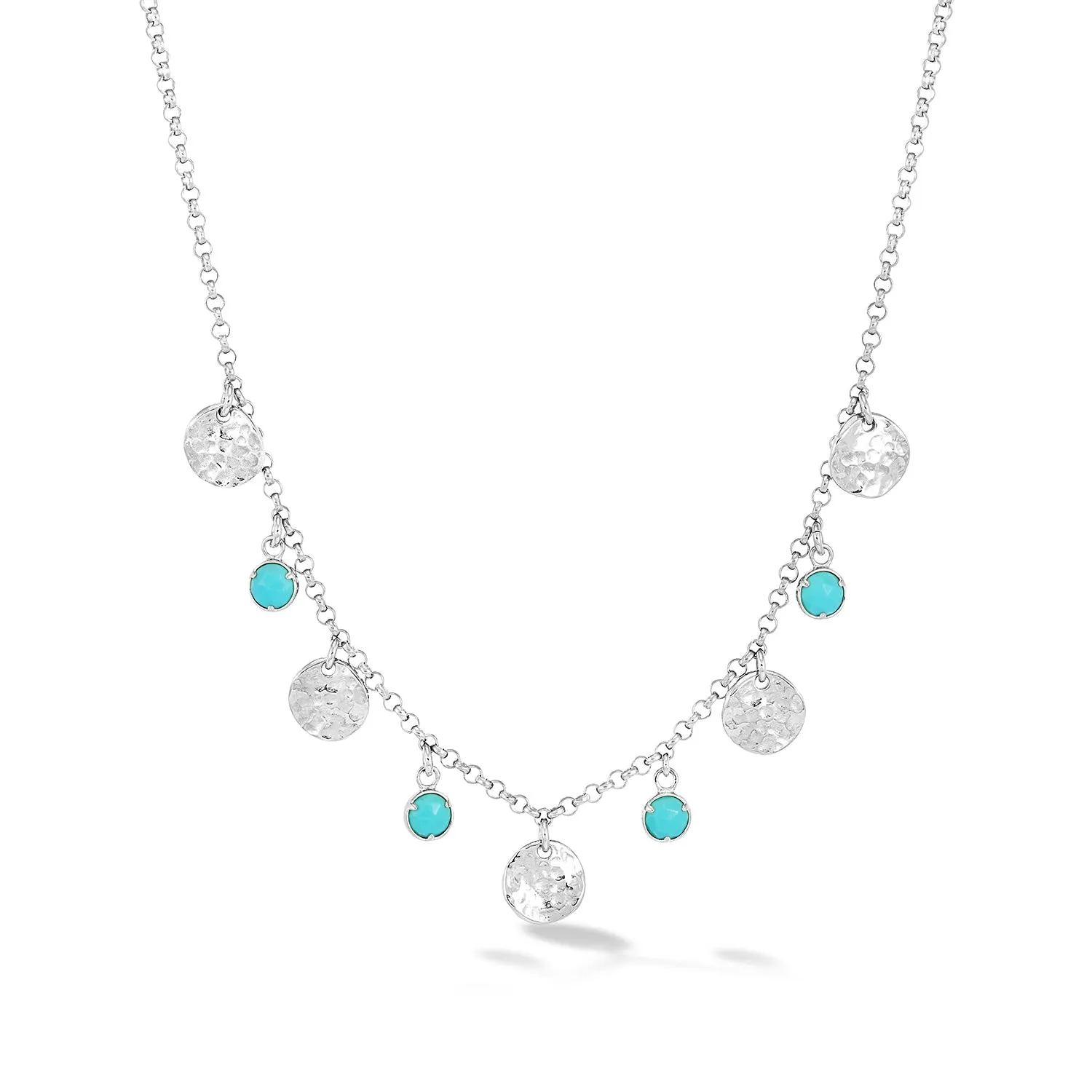 Turquoise & Hammered Disc Collar Necklace