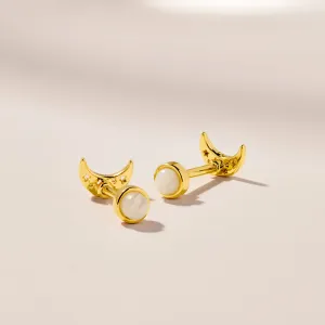 Twin Flame Studs Moon / Moonstone