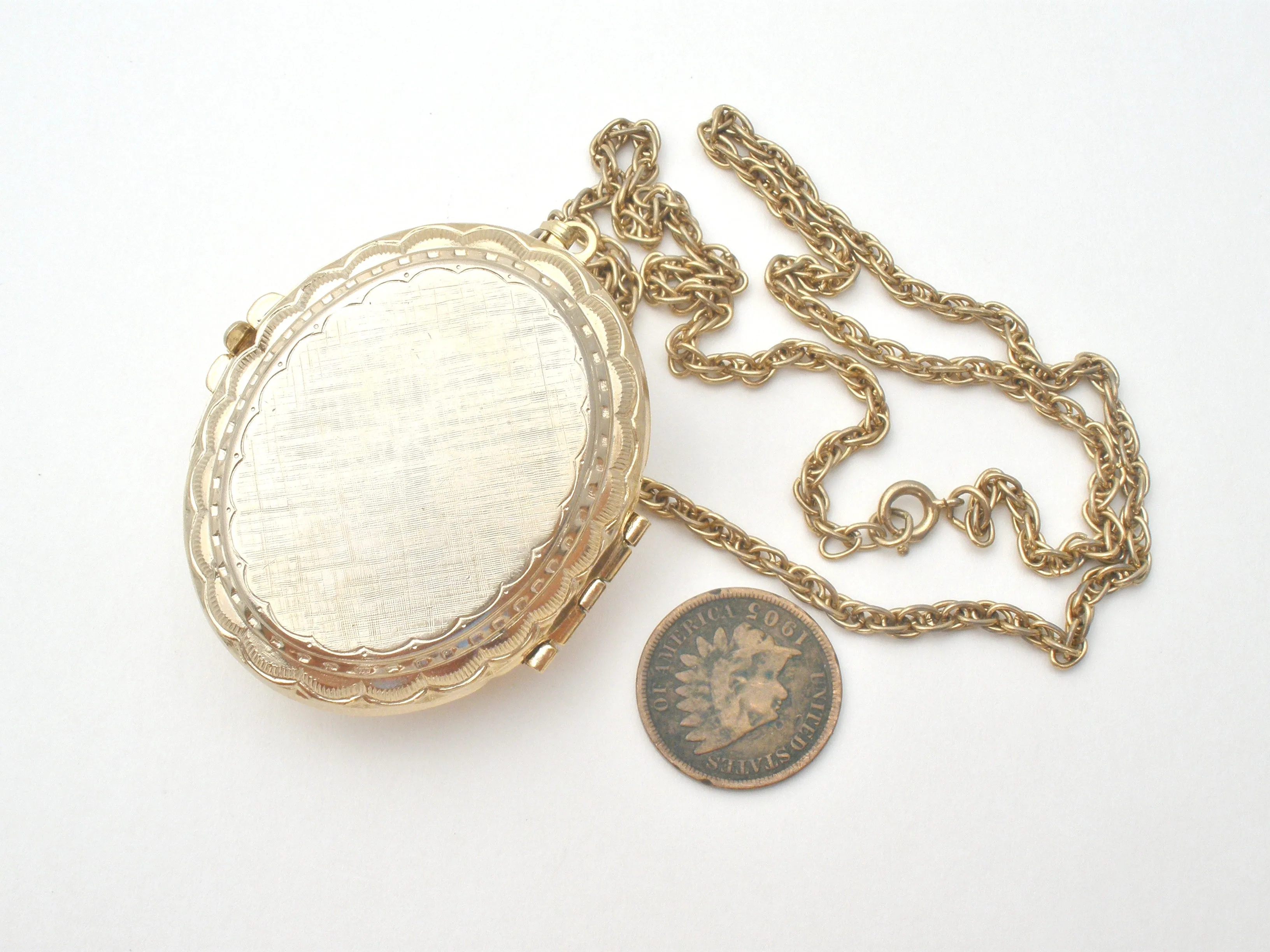 Victorian Style White Glass Cameo Locket Necklace