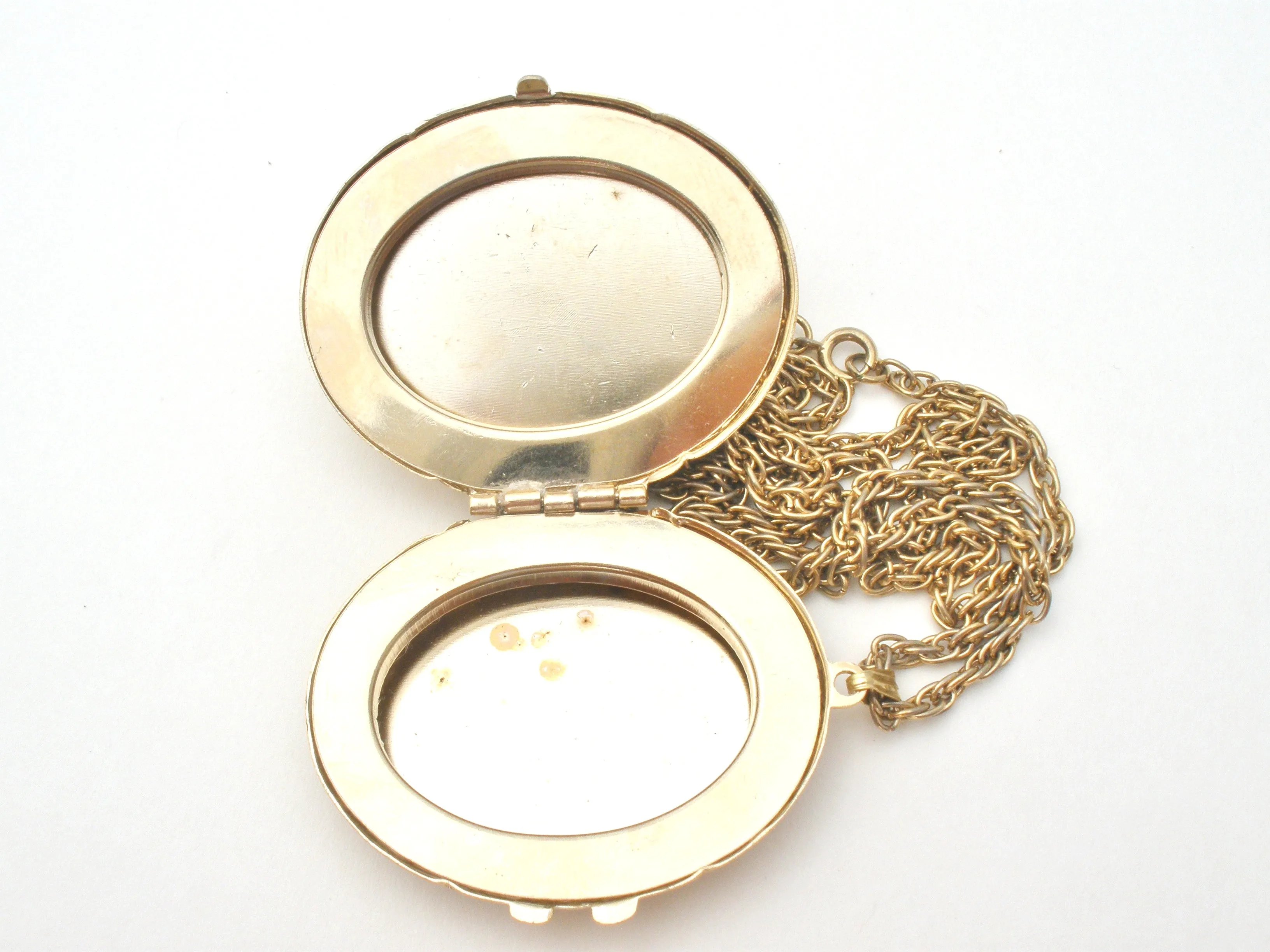 Victorian Style White Glass Cameo Locket Necklace