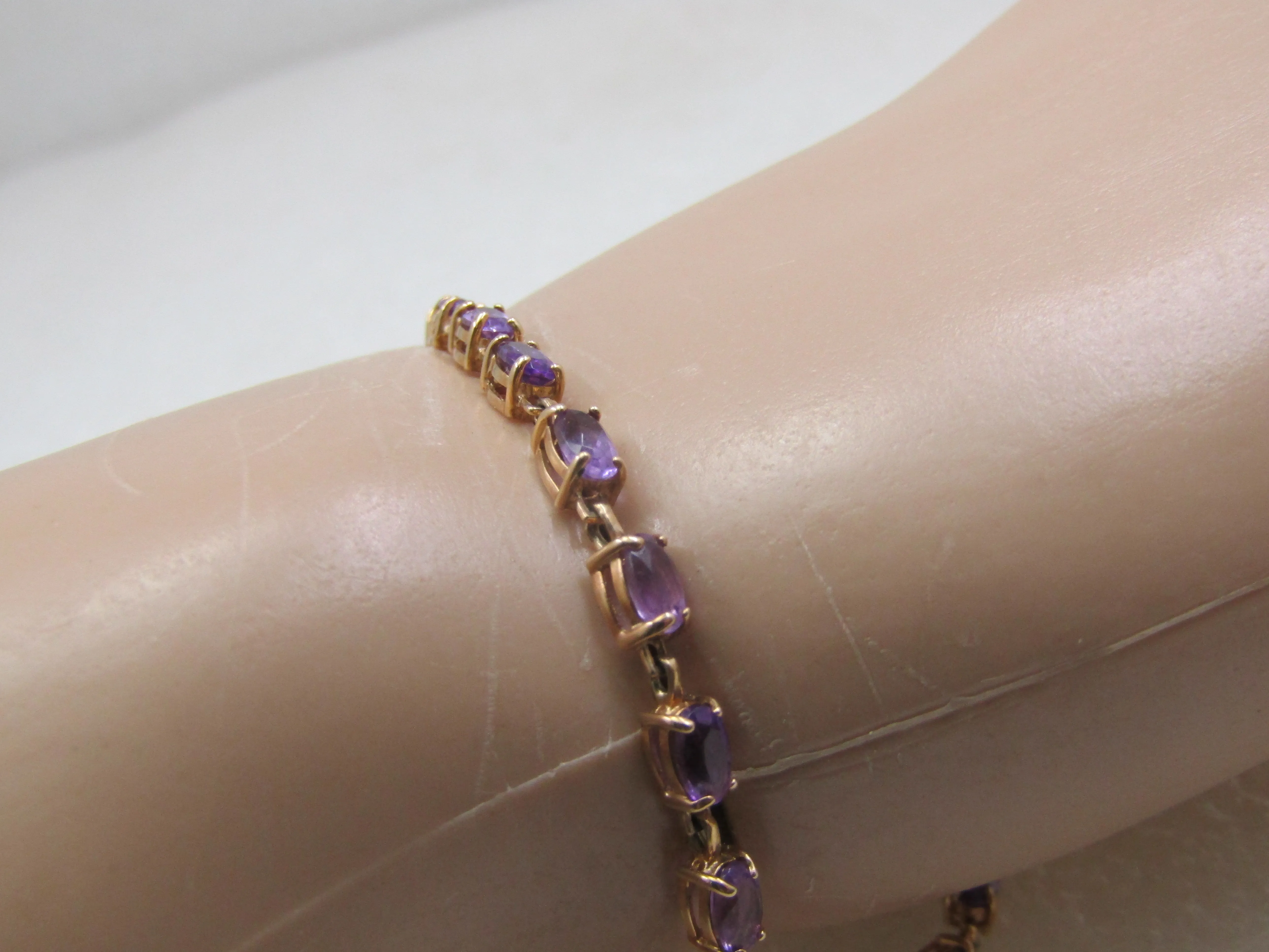 Vintage 10kt Amethyst Tennis Bracelet, 7.25"