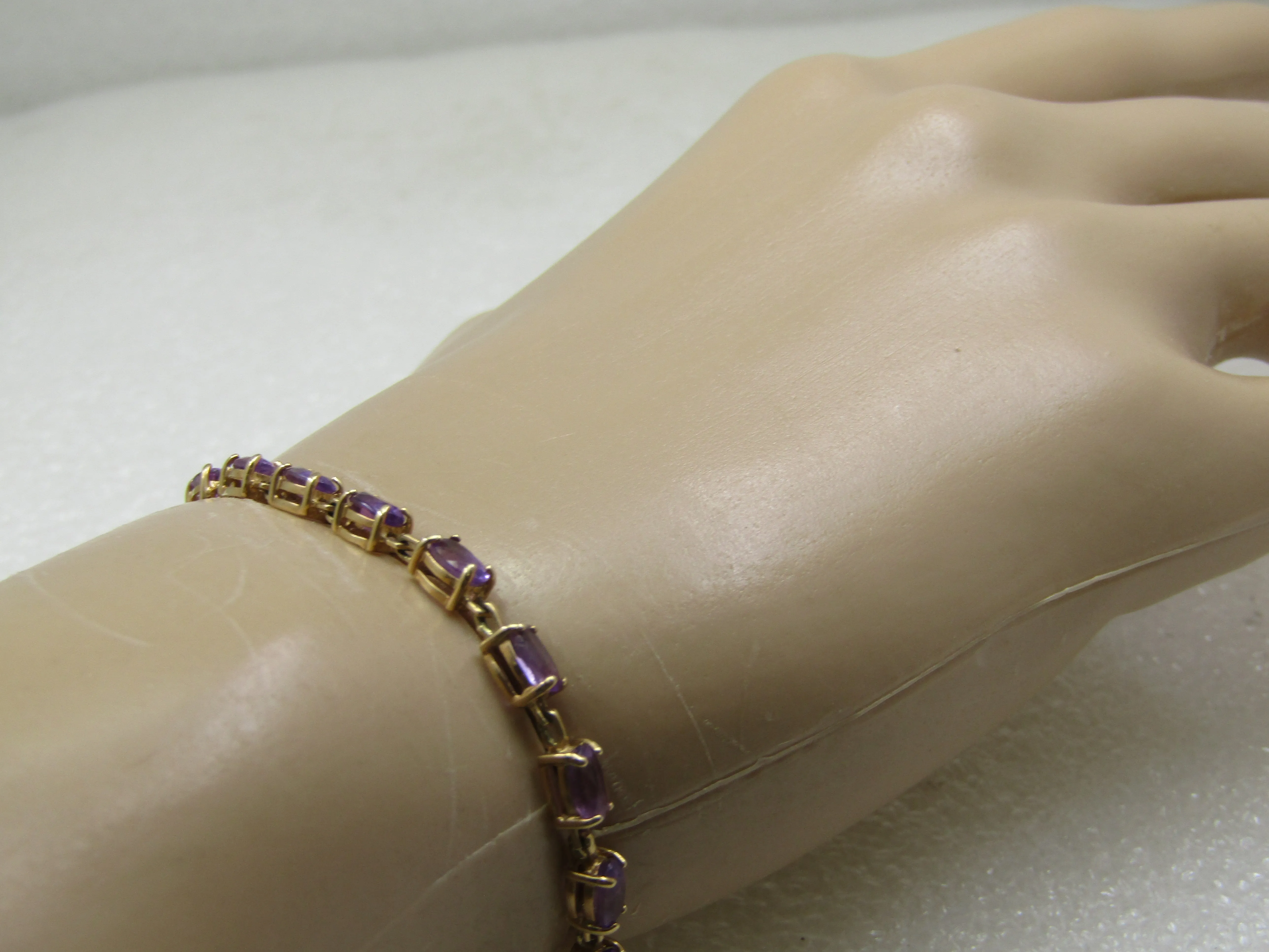 Vintage 10kt Amethyst Tennis Bracelet, 7.25"