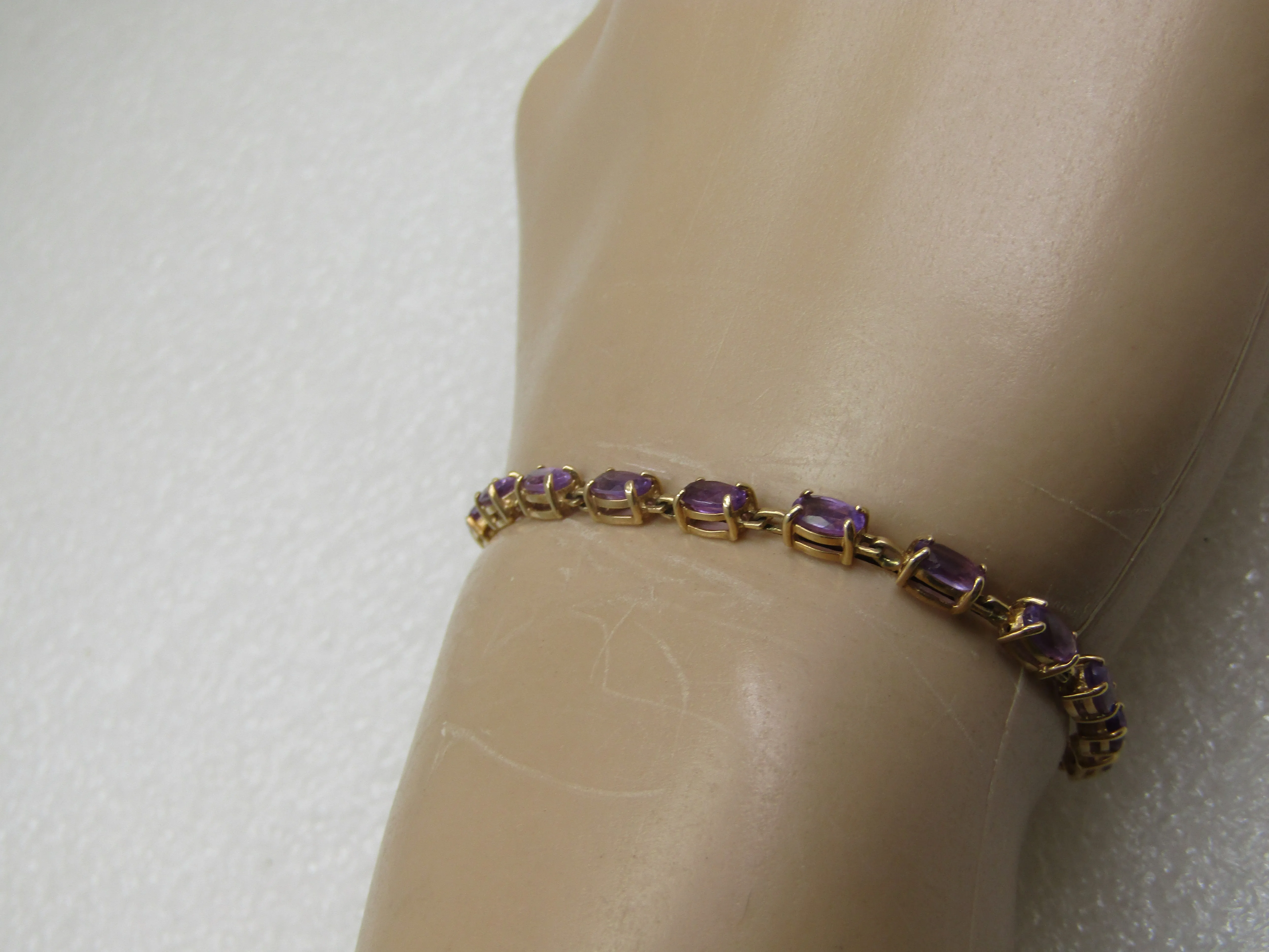 Vintage 10kt Amethyst Tennis Bracelet, 7.25"