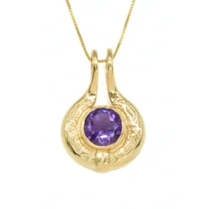 Vintage Amethyst Pendant - Natural Amethyst Necklace, Gold Amethyst Pendant