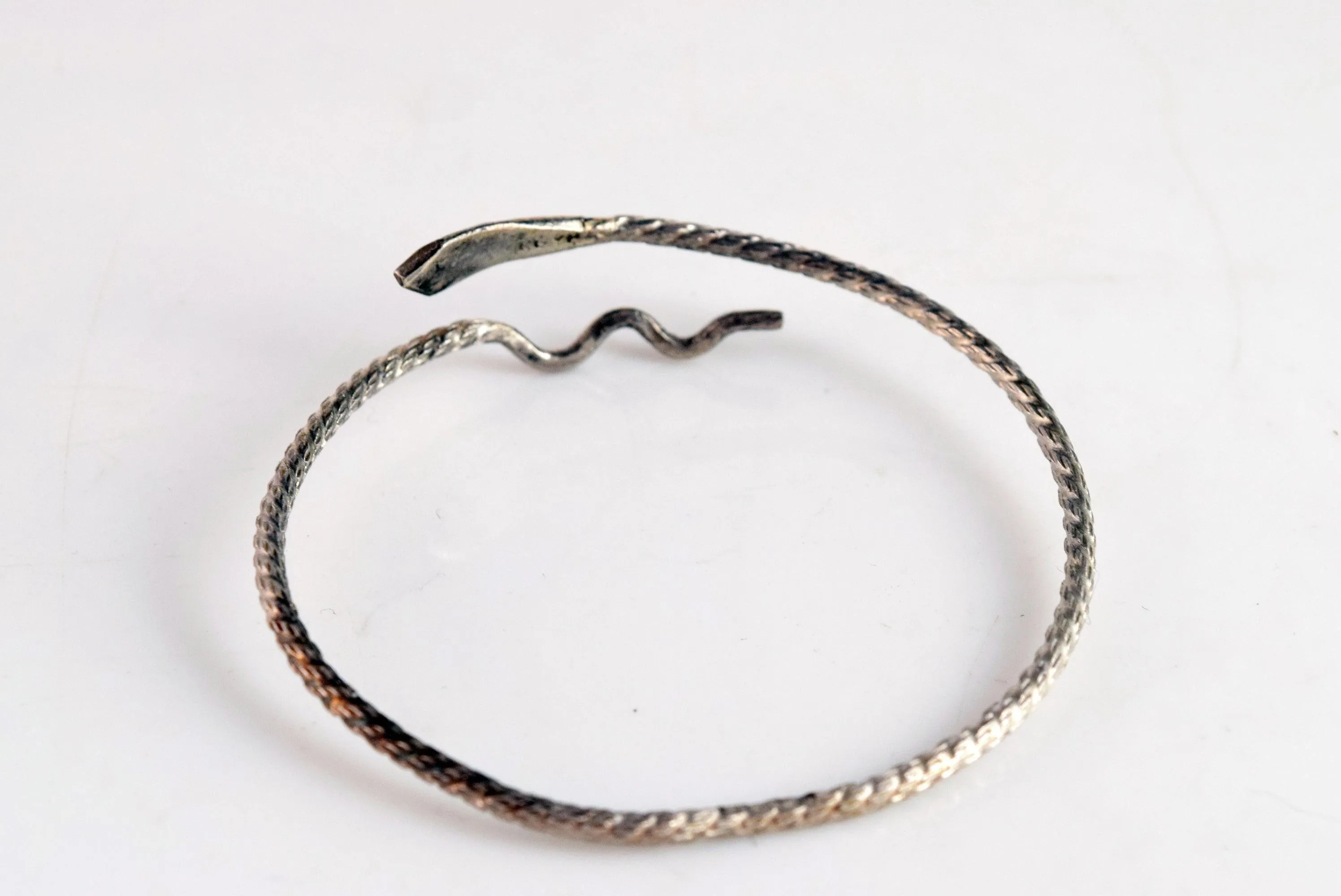 Vintage Egyptian 600 Silver Snake Bracelet