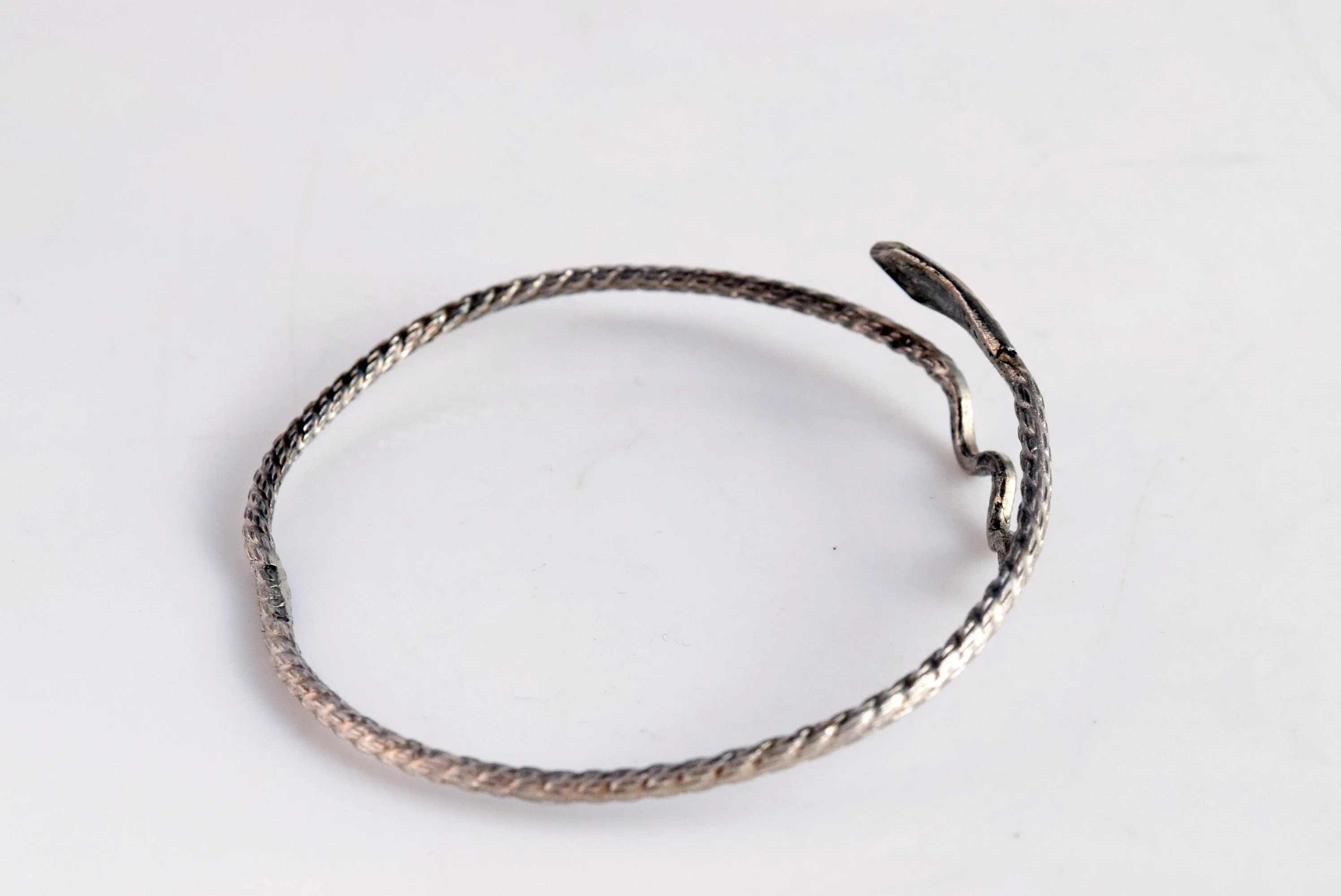 Vintage Egyptian 600 Silver Snake Bracelet