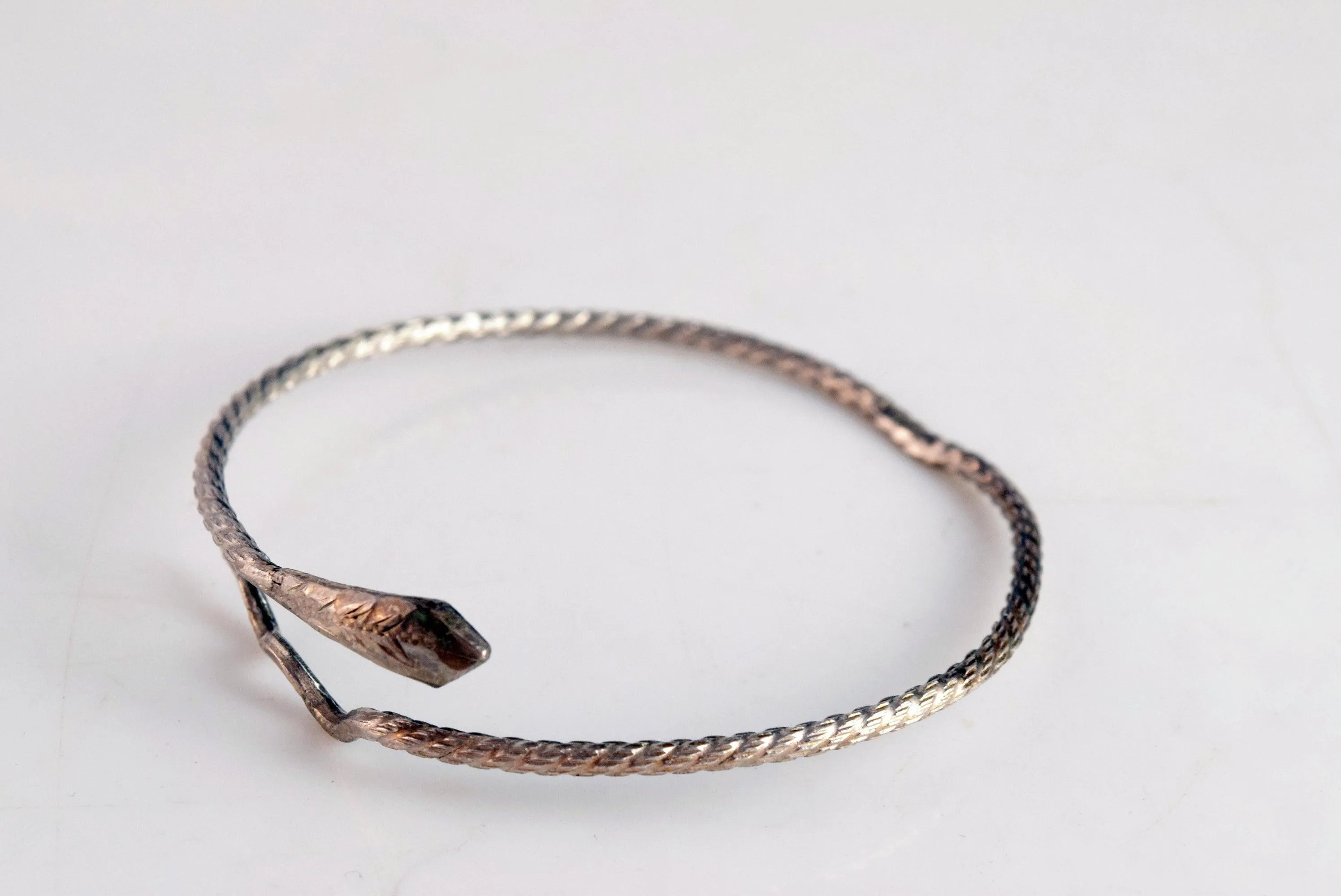 Vintage Egyptian 600 Silver Snake Bracelet