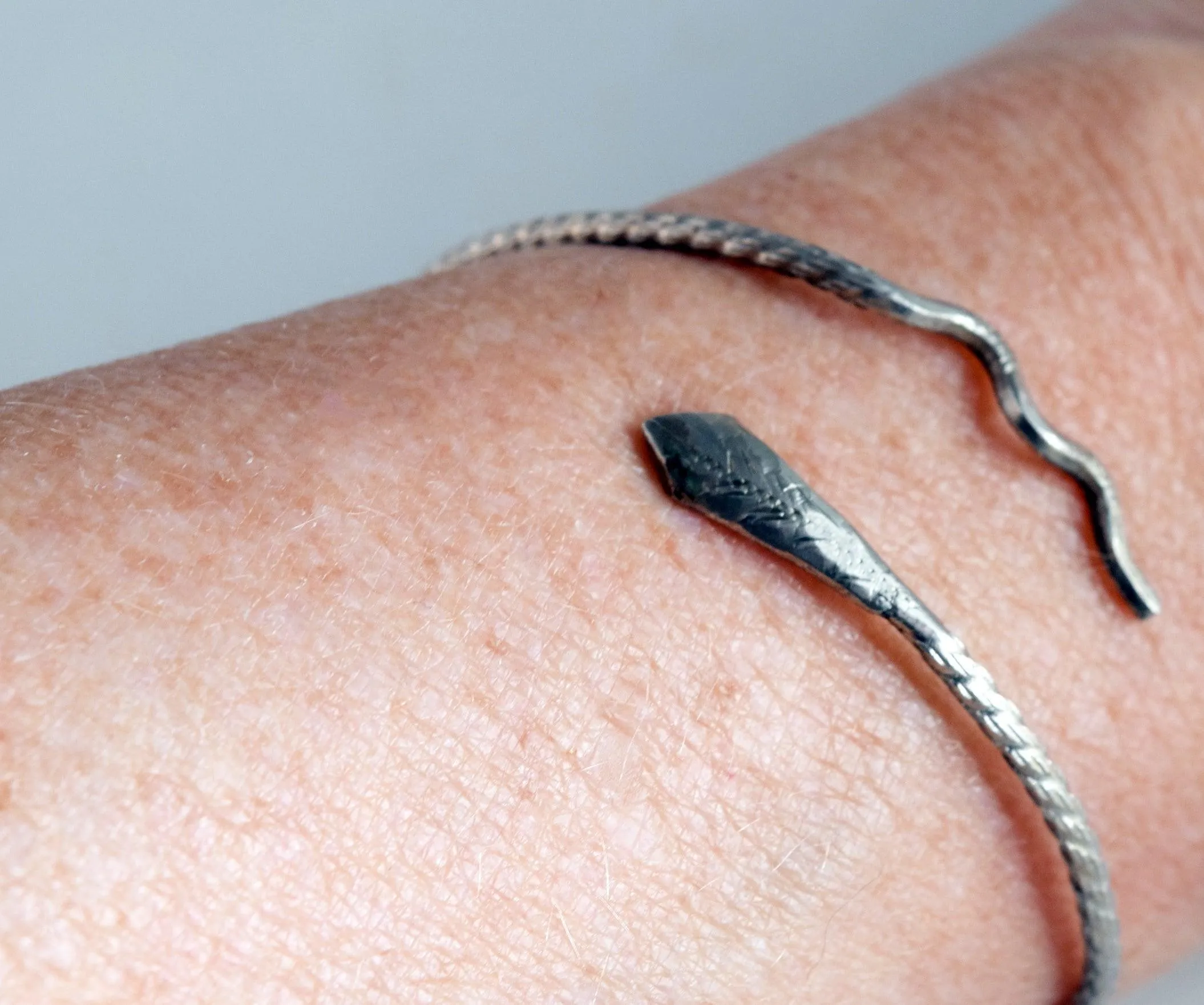 Vintage Egyptian 600 Silver Snake Bracelet