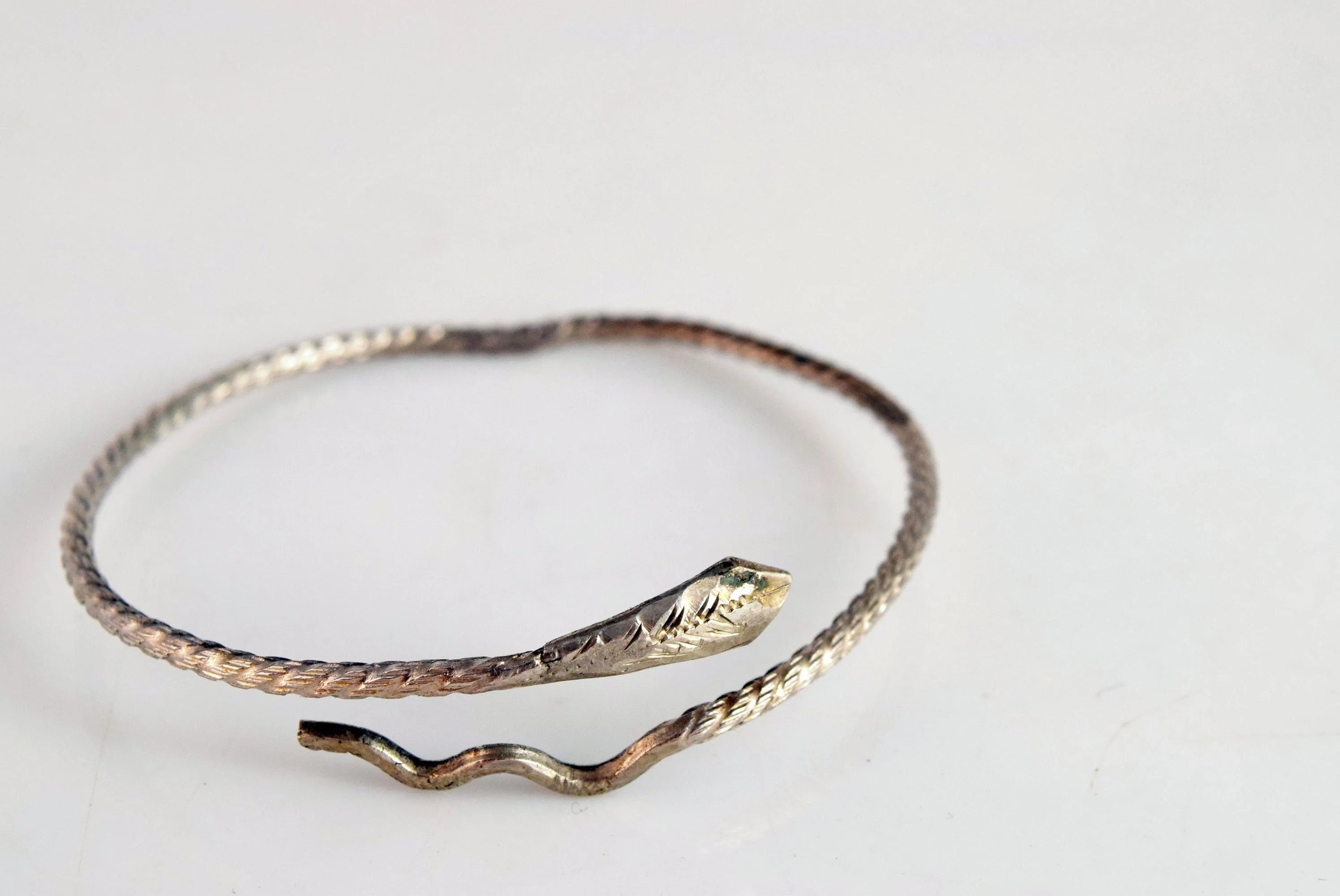 Vintage Egyptian 600 Silver Snake Bracelet