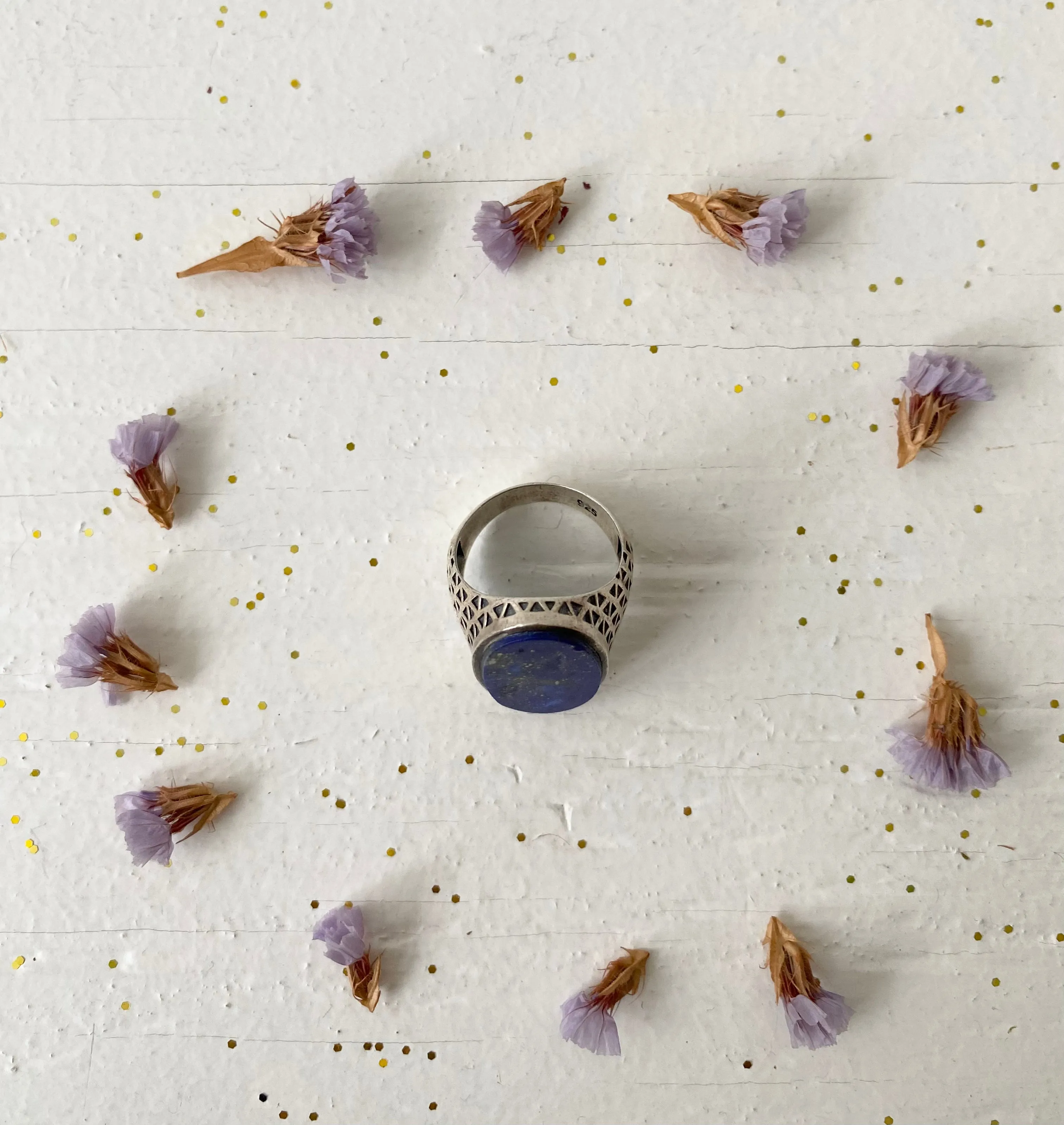 Vintage Lapis Lazuli Big Gemstone Ring