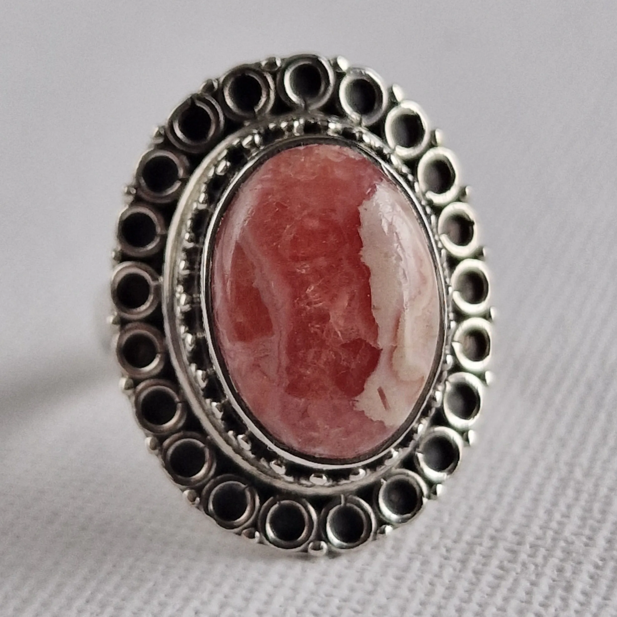 Vintage Style Rhodochrosite Handmade Silver Sterling 925 Ring
