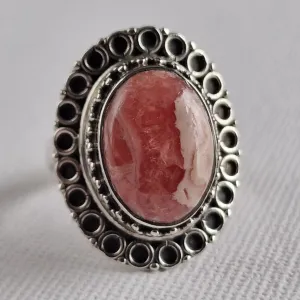 Vintage Style Rhodochrosite Handmade Silver Sterling 925 Ring