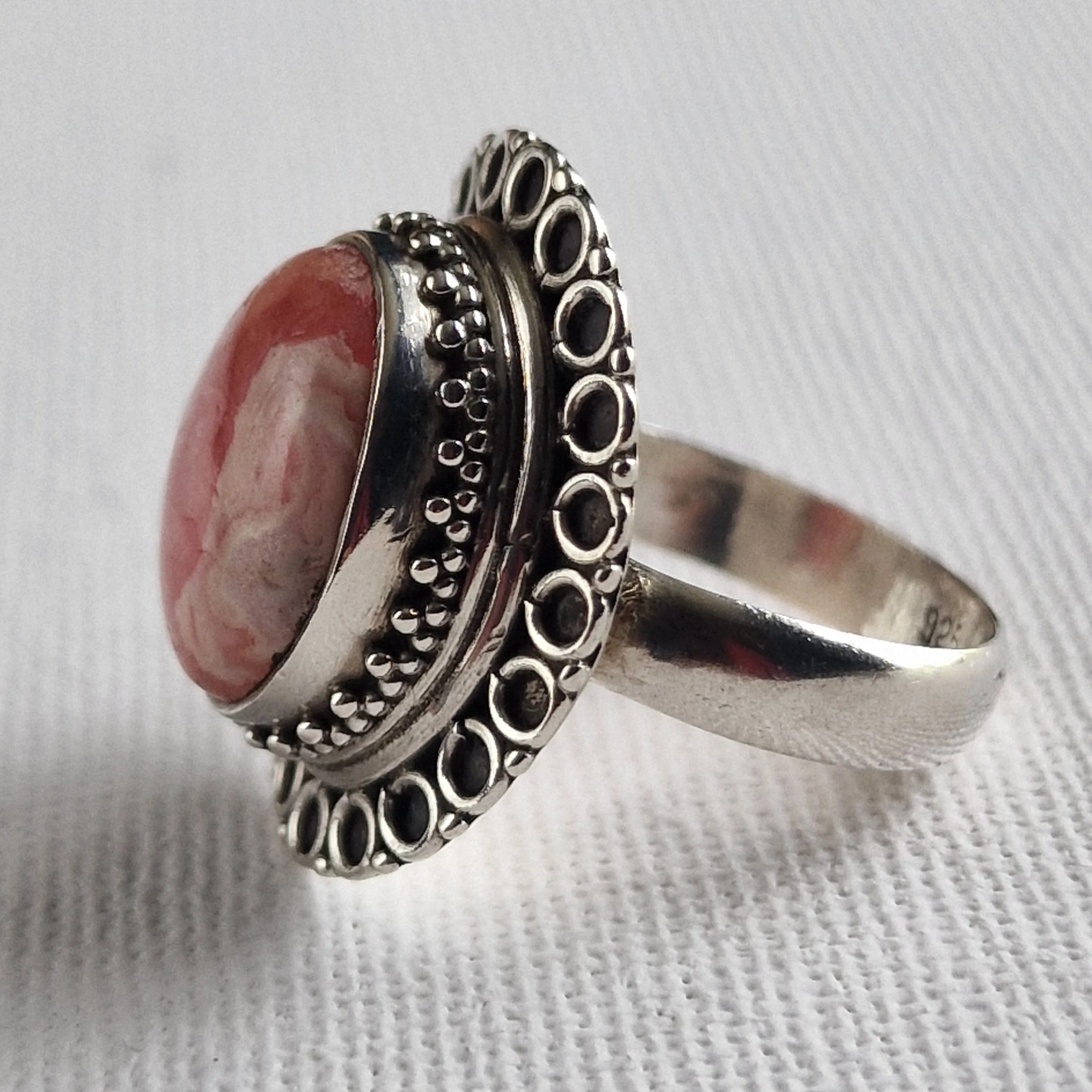 Vintage Style Rhodochrosite Handmade Silver Sterling 925 Ring