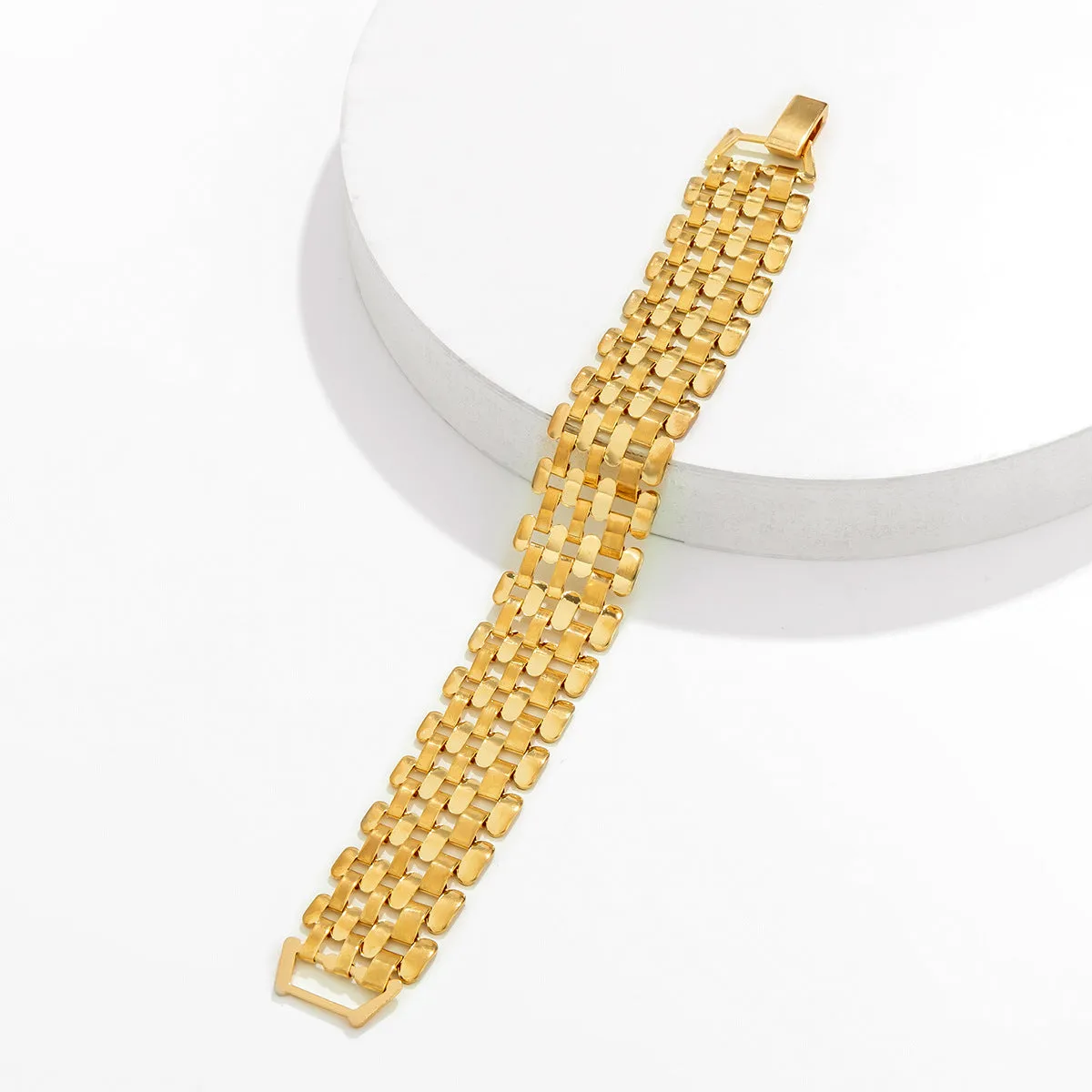 Wide Geometric Cold Wind Bracelet