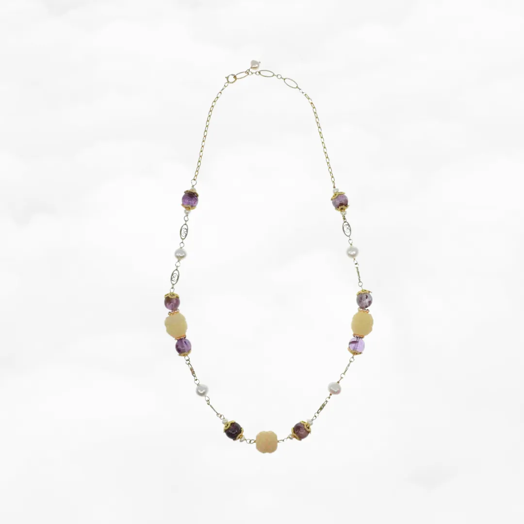 Winter Theme Amethyst Floral Necklace