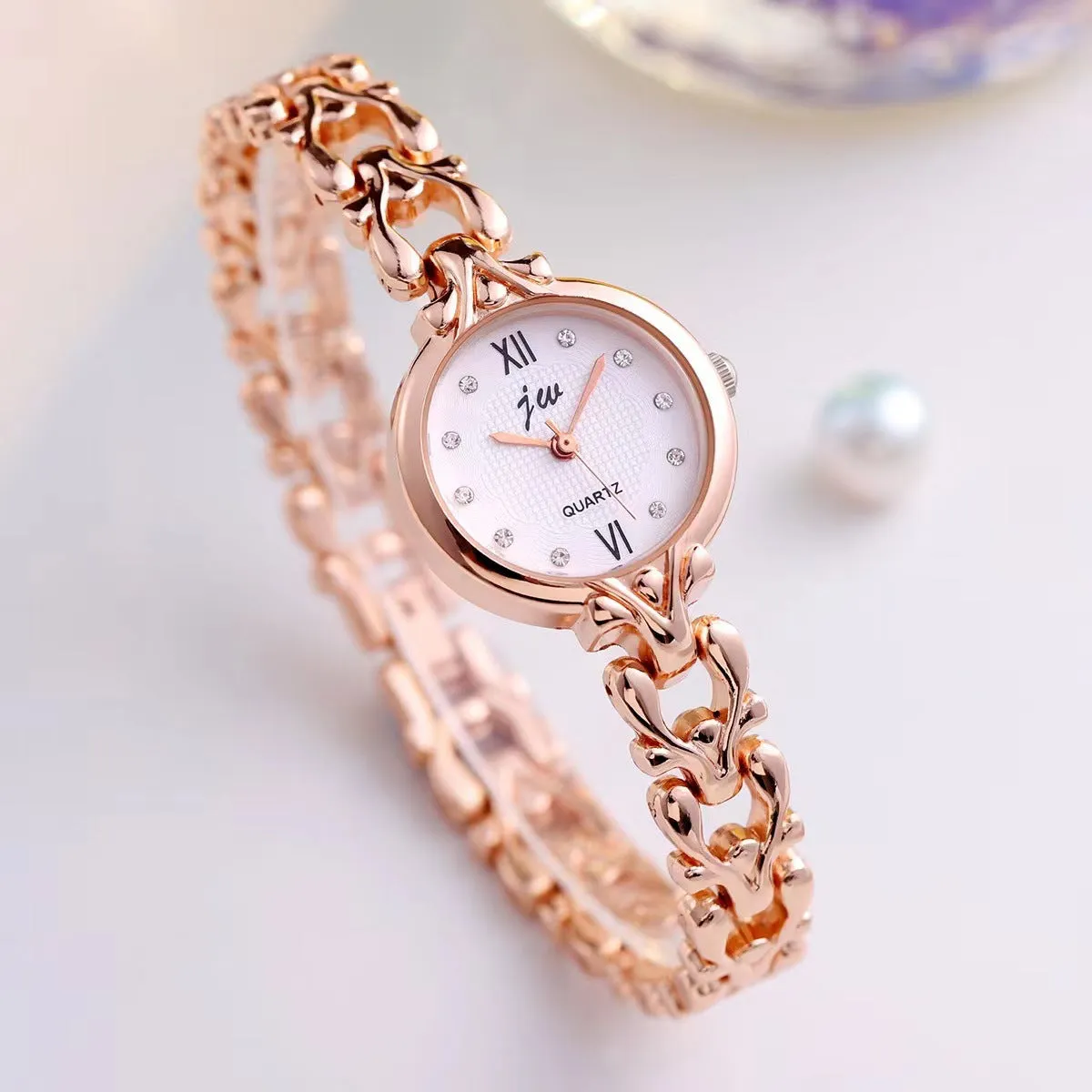 Women's Watch Steel Strap Bracelet Simple Elegant High-Grade Quartz Watch for Middle School Students
