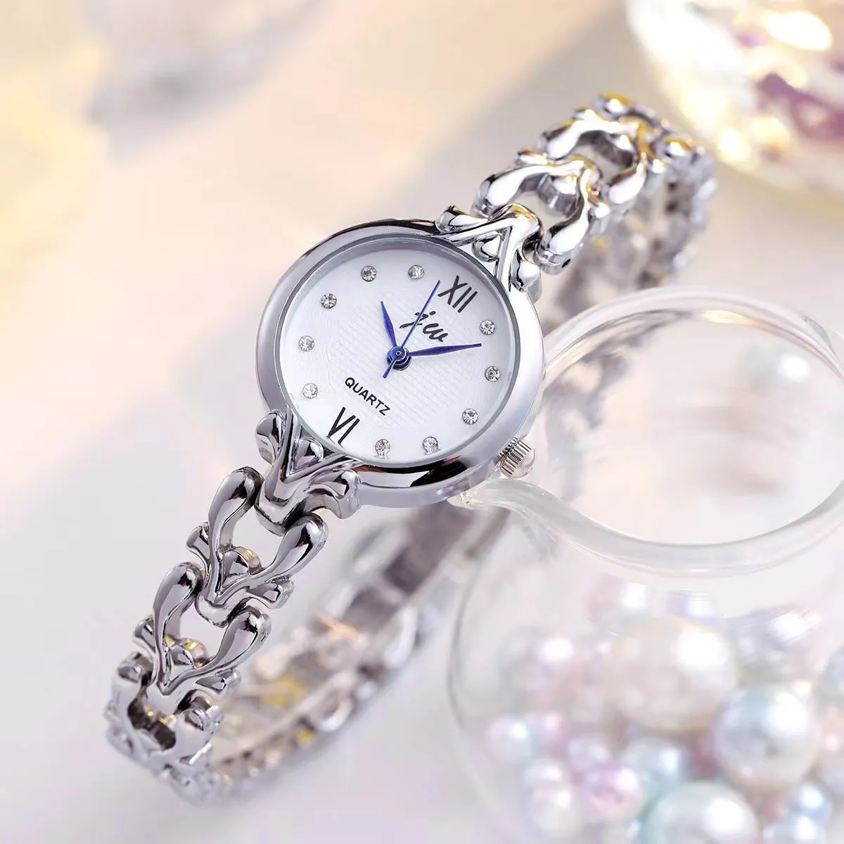 Women's Watch Steel Strap Bracelet Simple Elegant High-Grade Quartz Watch for Middle School Students