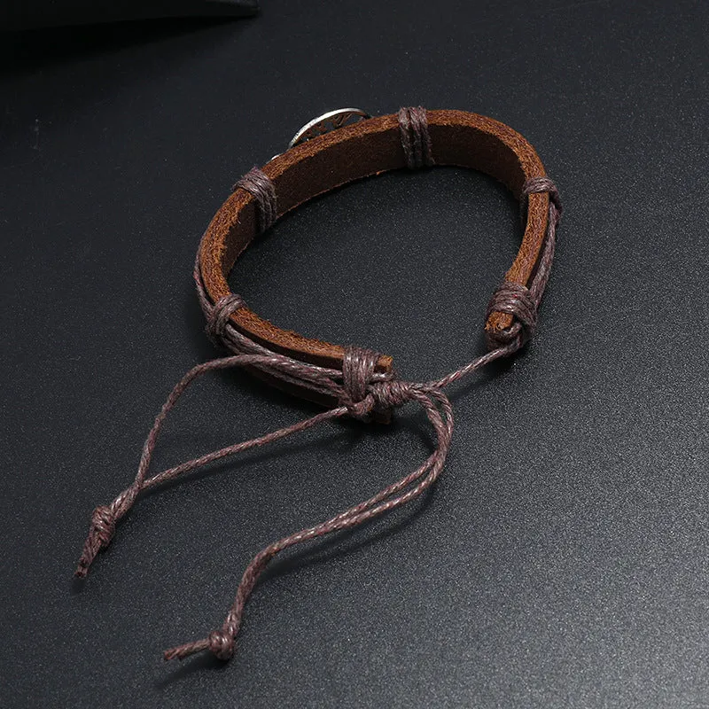 Woven Tree Of Life Leather Bracelet European And American Vintage Jewelry
