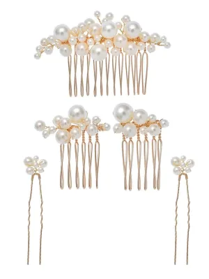Yellow Chimes Comb Pin for Women Hair Accessories for Women Bridal Hair Pins for Women Pearl Comb Clips for Hair for Women Bridal Hair Accessories for Wedding Side Pin / Comb Pin / Jooda Pin Accessories for Women
